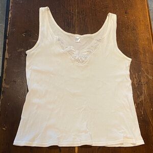 Vintage white 100% cotton tank top with lace detail